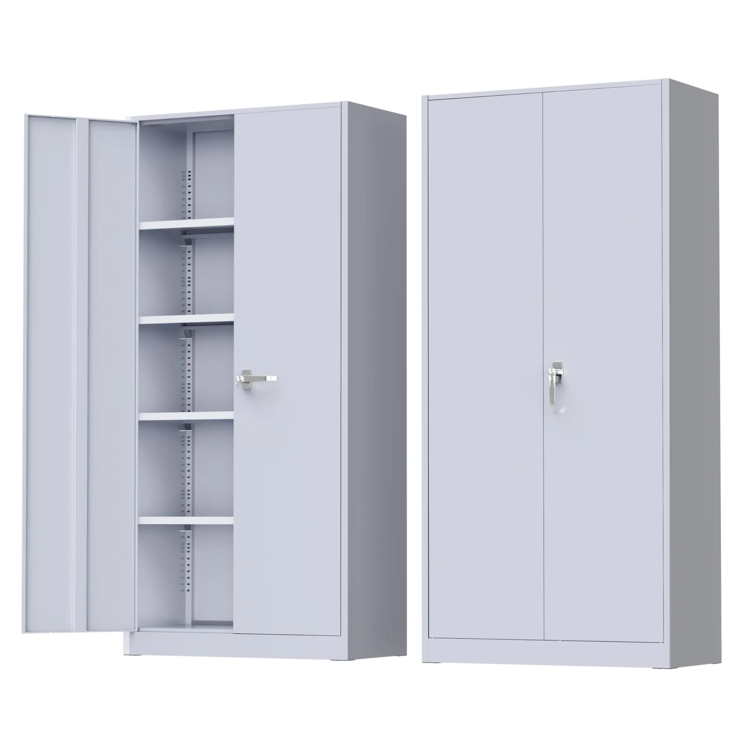 Greenvelly Metal Storage Cabinet with Doors and Shelves, 72" Inch Locking Metal Cabinet for Garage, Office, School, Warehouse, Dark Gray