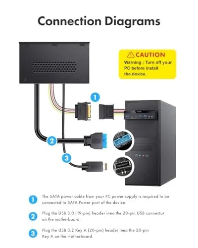 ineo 5.25" Front Panel USB 3.2 Gen 2 Hub - 2x 10Gbps USB-C, 2x 10Gbps USB-A, 1x USB 3.0 Type-A, Audio & Mic Jack [3570II] thumbnail 2