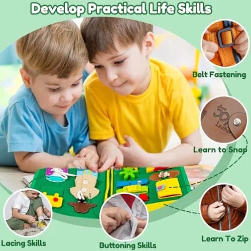 Qizfun Dinosaur Busy Board 22cm x 27.9cm (11 x 10.2 inches) | Montessori Learning Toy for Toddlers thumbnail 5