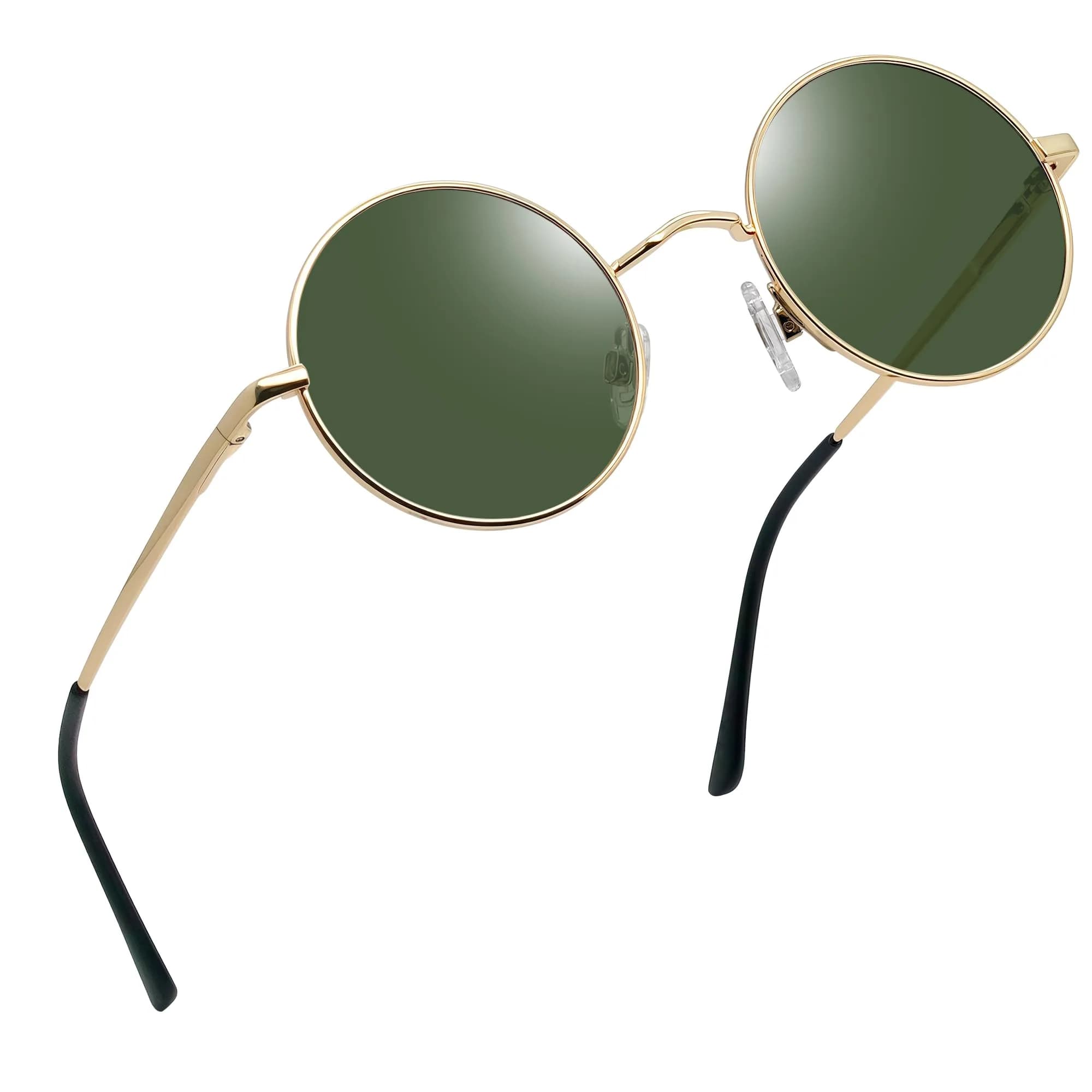 Joopin Small Round Night Vision Glasses Hippie Metal Anti Glare Night Driving UV400 Protection Yellow Shades for Men Women — Gold G15