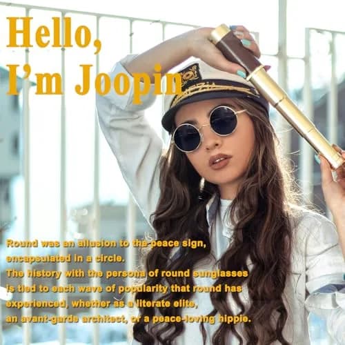 Joopin Small Round Sunglasses Circle Shades for Men Women Circular Metal Sun Glasses Polarized UV400 Costume (Gold Black) | Stylish & UV Protected thumbnail 2