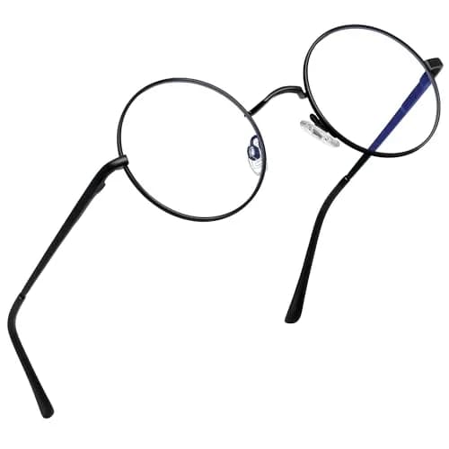 Joopin Blue Light Glasses Small Round Black UV Protection | Stylish Digital Eye Shield (70-120 chars) thumbnail 1