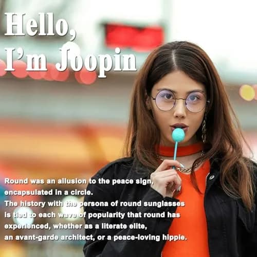 Joopin Blue Light Glasses Small Round Black UV Protection | Stylish Digital Eye Shield (70-120 chars) thumbnail 2