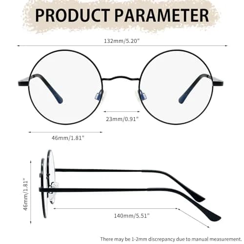Joopin Blue Light Glasses Small Round Black UV Protection | Stylish Digital Eye Shield (70-120 chars) thumbnail 4