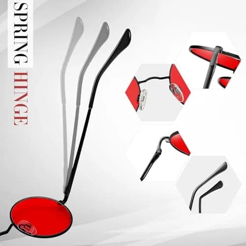 Joopin Small Round Sunglasses Circle Shades for Women Men Metal UV Protection (Black Tinted Red) | Vintage & Trendy thumbnail 5