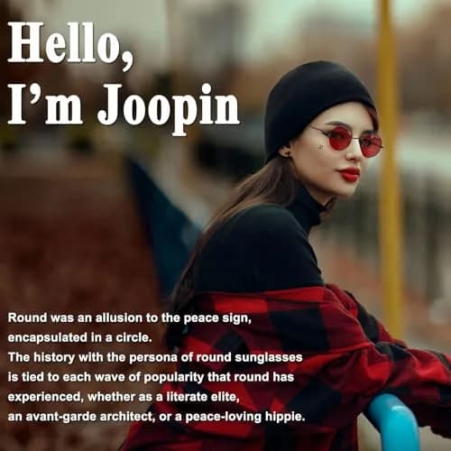 Joopin Small Round Sunglasses Circle Shades for Women Men Metal UV Protection (Black Tinted Red) | Vintage & Trendy thumbnail 2