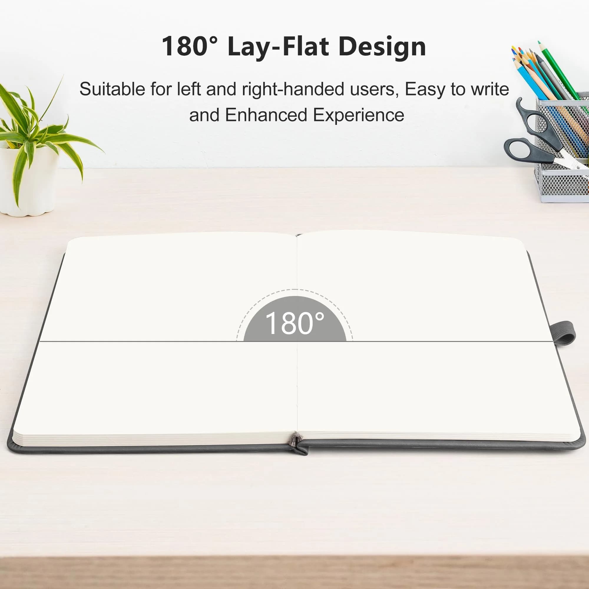 RETTACY Blank Journal Notebook A5 Medium 192 Pages | Gray Leather Hardcover thumbnail 6