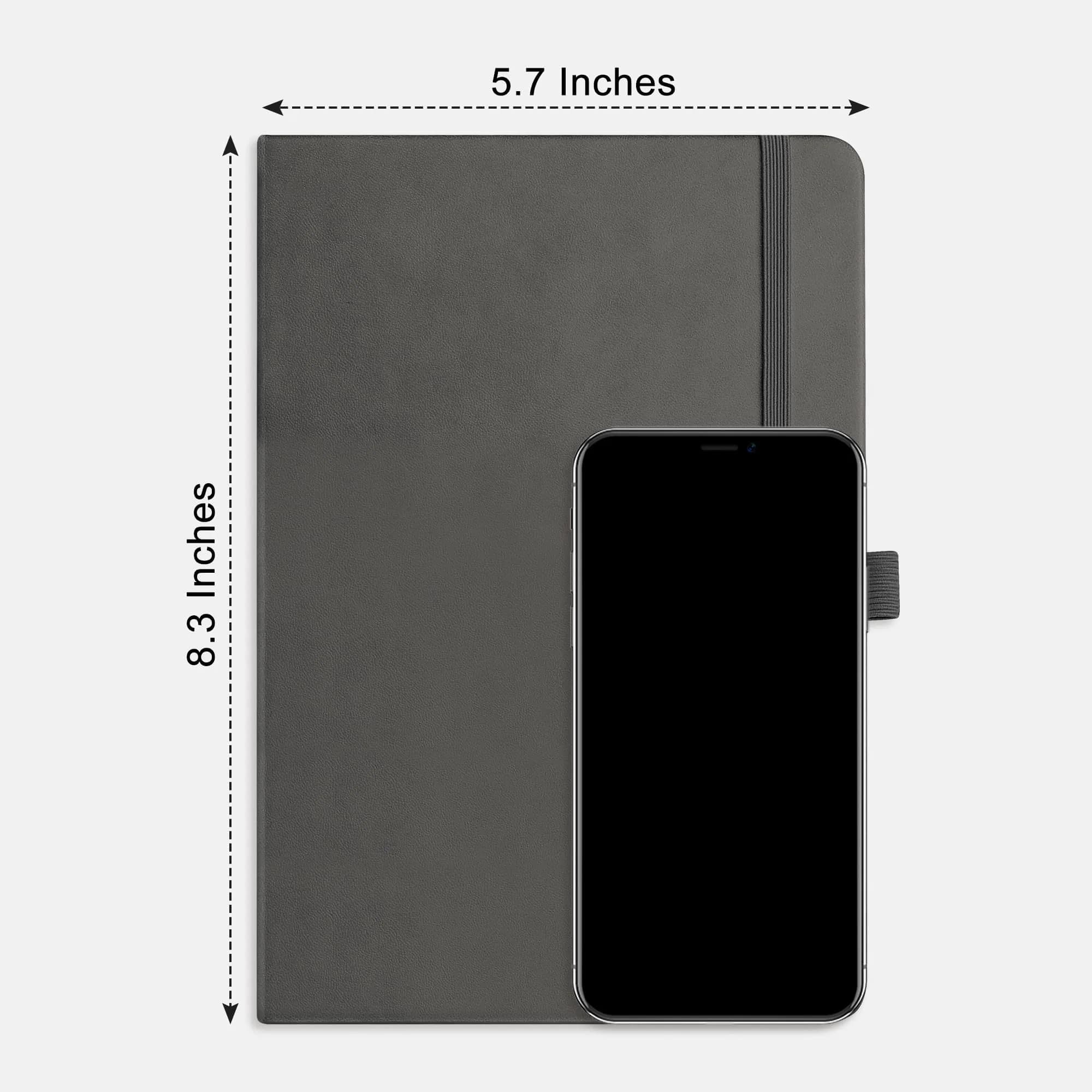 RETTACY Blank Journal Notebook A5 Medium 192 Pages | Gray Leather Hardcover thumbnail 8