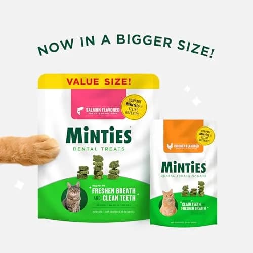Minties Dental Treats for Cats, Salmon Flavored Cat Dental Treats, Freshens Breath and Controls Tartar, 283g (10 oz) thumbnail 2