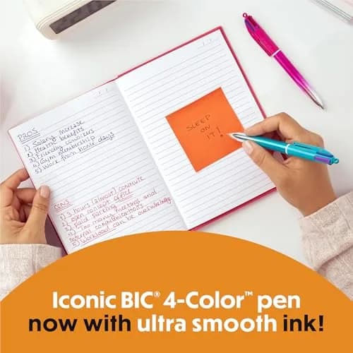 BIC 4 Color Retractable Ballpoint Pen 1.0 mm | Multicolor Smooth Gradient Design for School & Office thumbnail 3