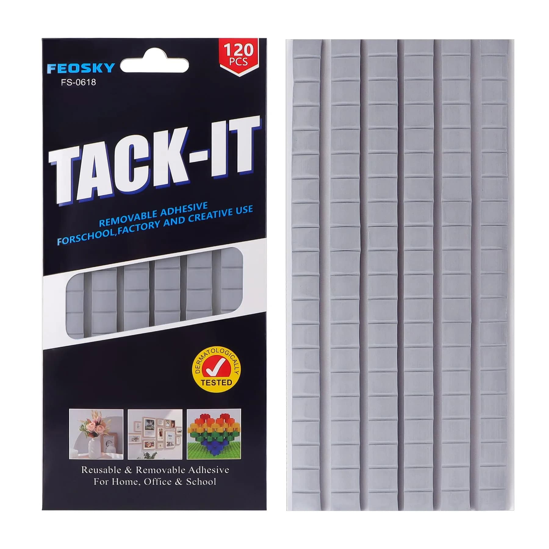 Feosky Adhesive Poster Sticky Tack Putty Grey 120PCS | Reusable & Removable Mounting Putty