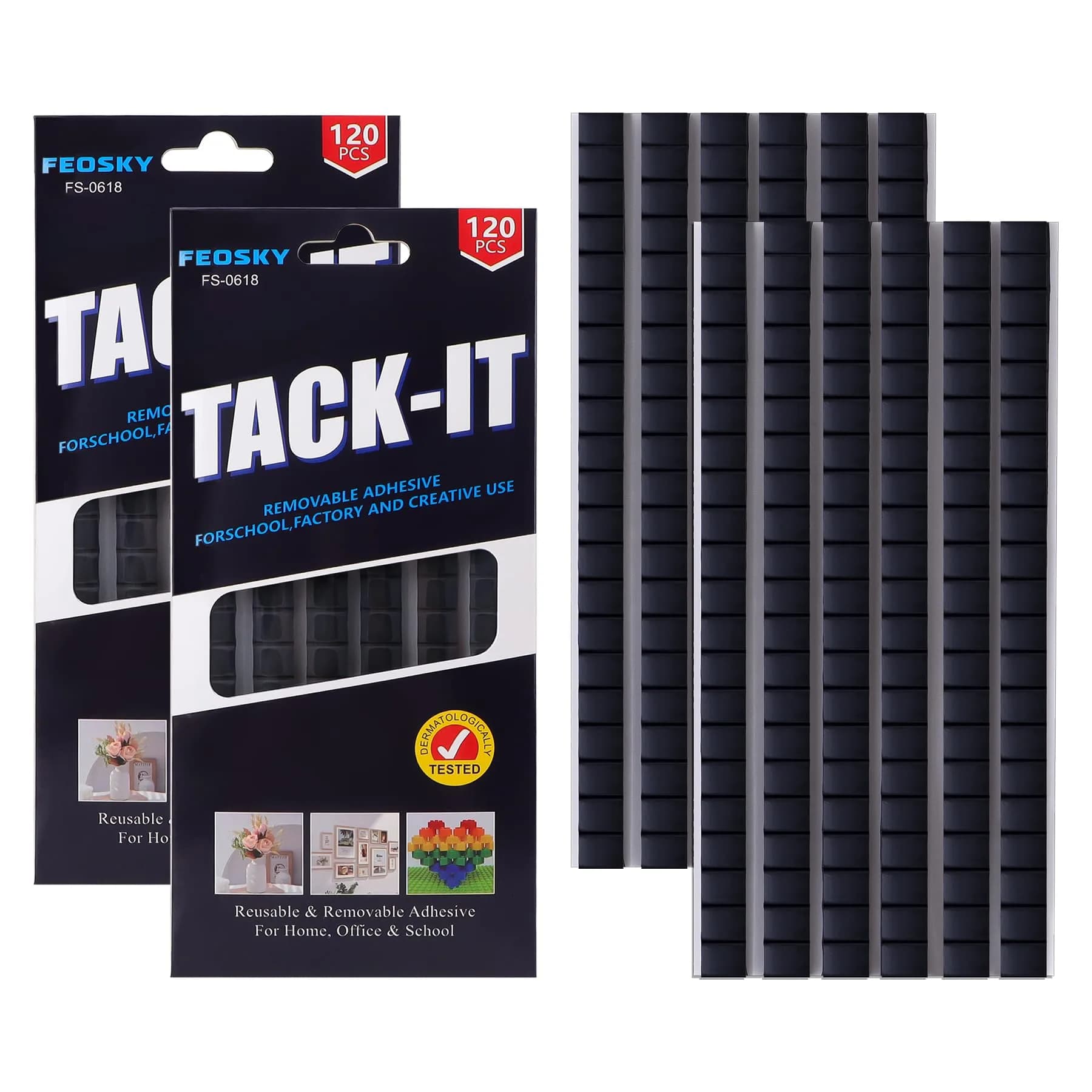 Feosky Adhesive Poster Putty 240 Pieces (Black) | Damage-Free Wall Mounting