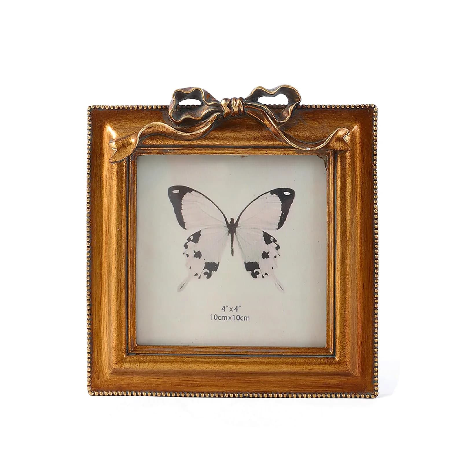 SIKOO Vintage Picture Frame 4x4 Round | Antique Bronze Gold Wall & Tabletop Decor — Bronze Gold