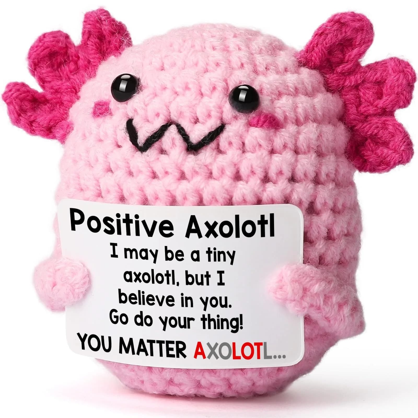 WEYON Mini Crochet Axolotl Plush 2 inches (W) x 3 inches (L) x 2 inches (H) | Granddaughter Gift with Proud Message — Teen Girls