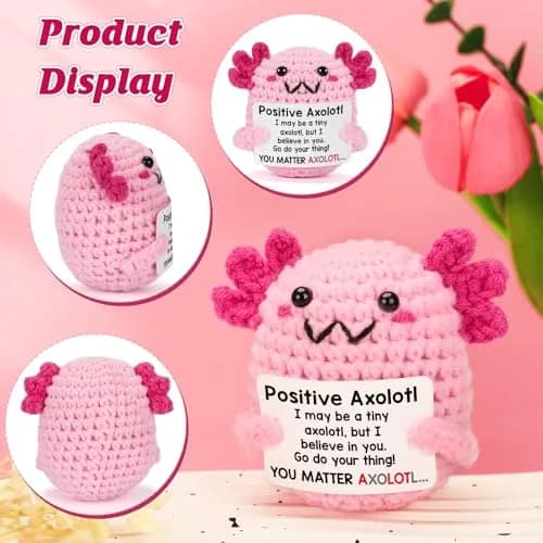 WEYON Handmade Crochet Axolotl Plush 7.6 cm (3 inches) | Positive Support Toy for Teen Girls & Women thumbnail 4