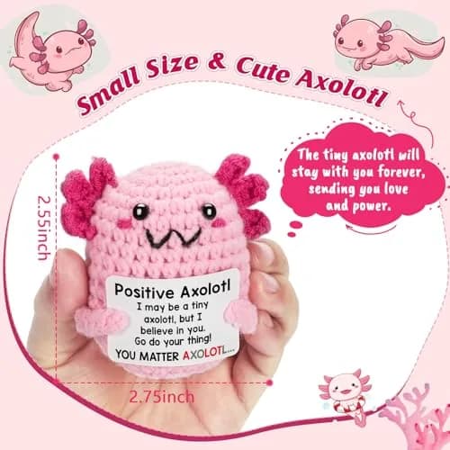 WEYON Handmade Crochet Axolotl Plush 7.6 cm (3 inches) | Positive Support Toy for Teen Girls & Women thumbnail 2