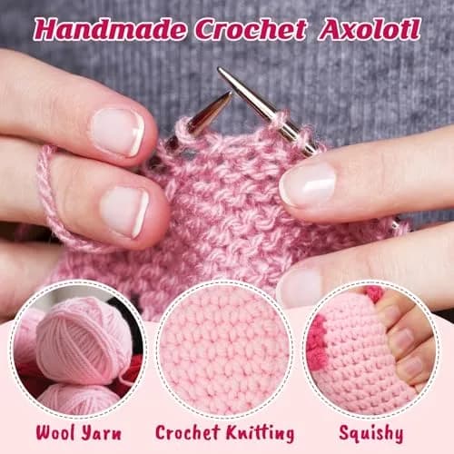 WEYON Handmade Crochet Axolotl Plush 7.6 cm (3 inches) | Positive Support Toy for Teen Girls & Women thumbnail 3