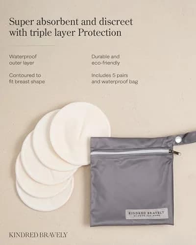 Kindred Bravely Organic Reusable Nursing Pads 10 Pack | OEKO-TEX Certified for Sensitive Skin thumbnail 3