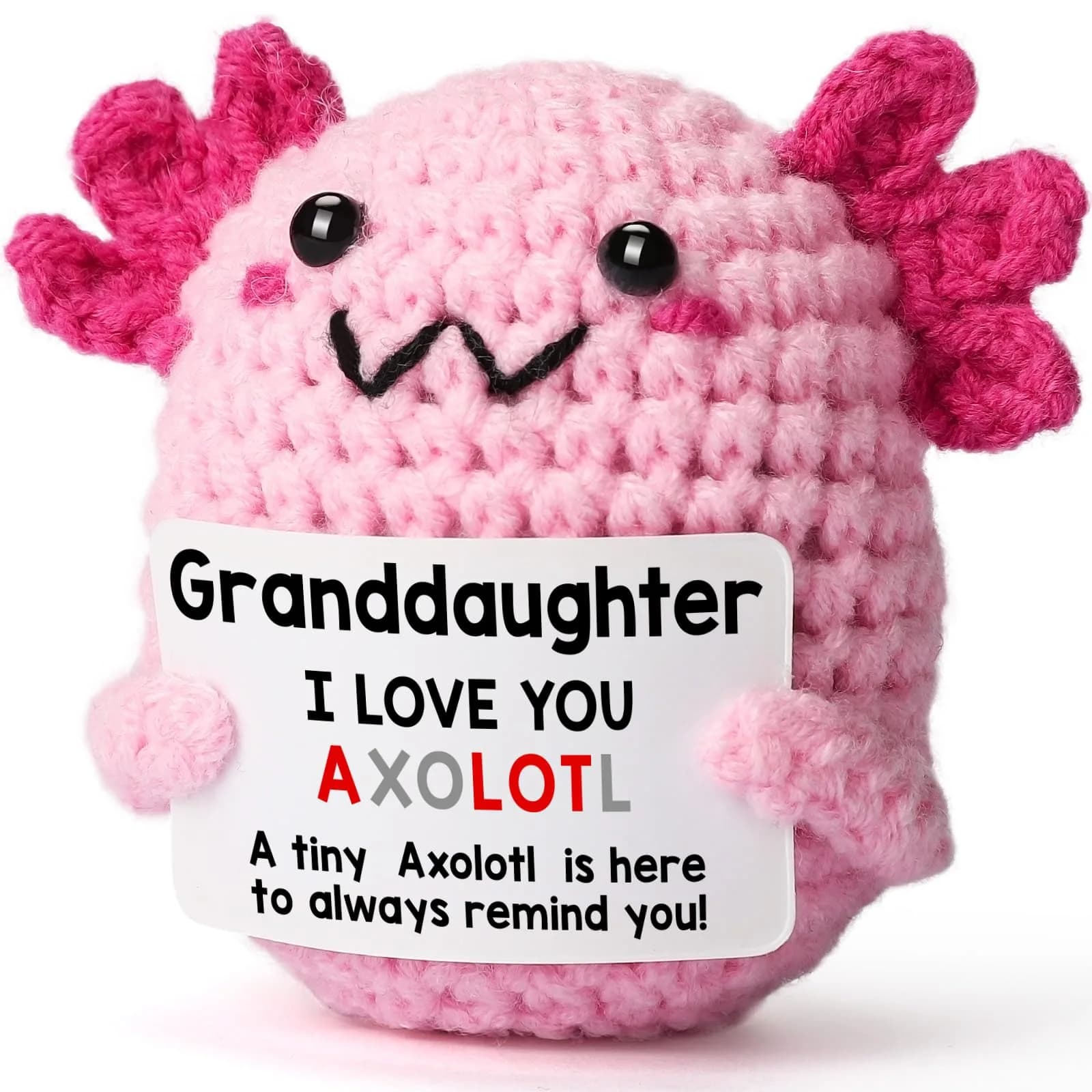WEYON Crochet Axolotl Plush Toy 2.5in (6.35cm) | Handmade Gift for Granddaughter from Grandma Grandpa - main product image