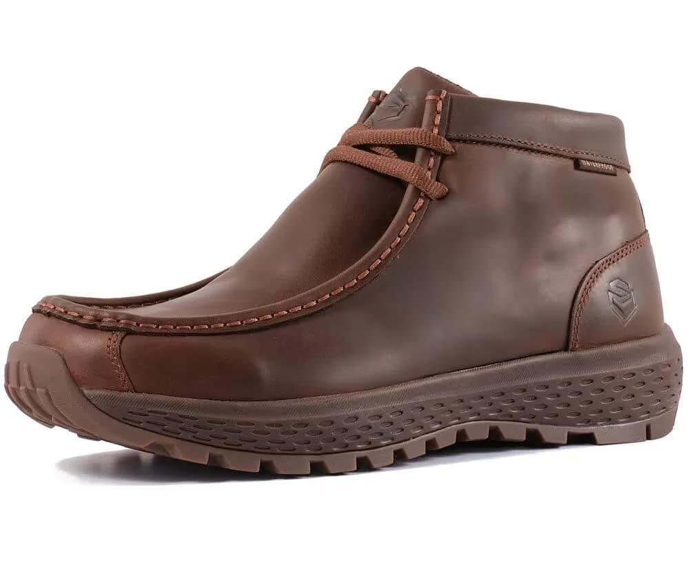 SUREWAY Men's Lightweight Chukka Boots with Moc Toe & Rubber Sole | 8.5 US (25.4 cm) — Waterproof Cz Brown
