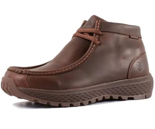 SUREWAY Men's Waterproof Chukka Work Boots | Lightweight Moc Toe Leather Ankle Boots 2.7 kg (6 lb) thumbnail 1