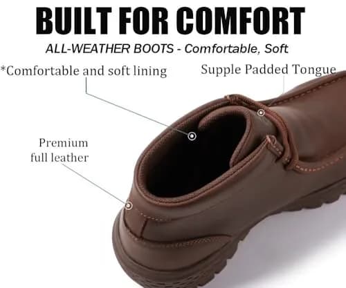 SUREWAY Men's Waterproof Chukka Work Boots | Lightweight Moc Toe Leather Ankle Boots 2.7 kg (6 lb) thumbnail 4