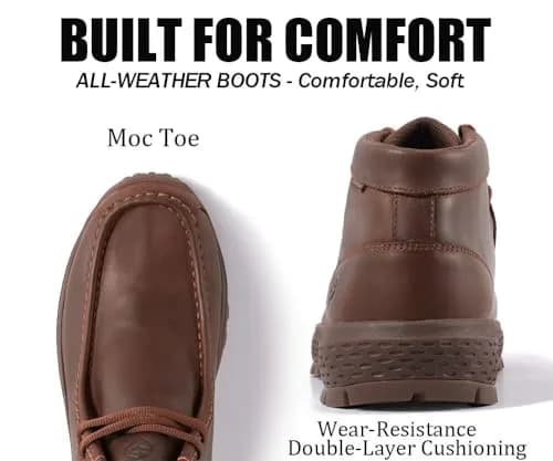 SUREWAY Men's Waterproof Chukka Work Boots | Lightweight Moc Toe Leather Ankle Boots 2.7 kg (6 lb) thumbnail 5