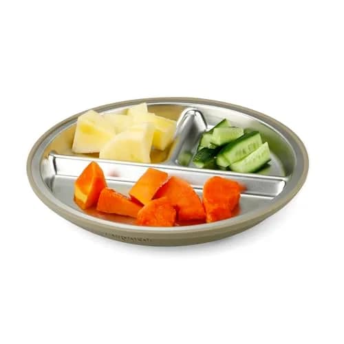 PandaEar Baby Suction Plates 3 Pack | Stainless Steel Divided Toddler Plate for Baby Led Weaning, Non-Slip, Dishwasher Safe (Blue/Green/Brown) thumbnail 7