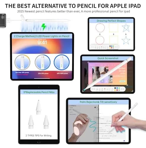 STYLUSLINK Apple Pencil Alternative for iPad 6-11th Gen, Mini 5-7, Air 3-5, Pro 13"/11" | Fast Charge, Precise, Magnetic thumbnail 6
