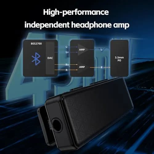 FiiO BTR11 Bluetooth 5.3 Receiver LDAC 3.5mm Headphone Amplifier Adapter with Mic (Black) thumbnail 4