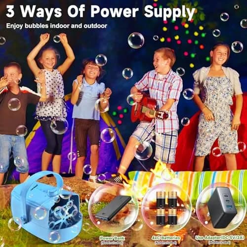 Zerhunt Automatic Bubble Machine Blower with Dual Power Supply | 18000+ Bubbles/Min, Portable for Parties & Outdoors thumbnail 6