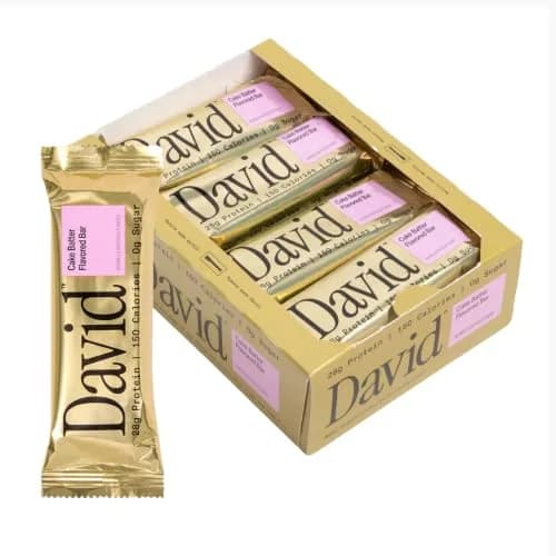 David Protein Bar Cake Batter | 28g Protein | 12 Pack | Gluten Free, Low Sugar, High Protein thumbnail 1