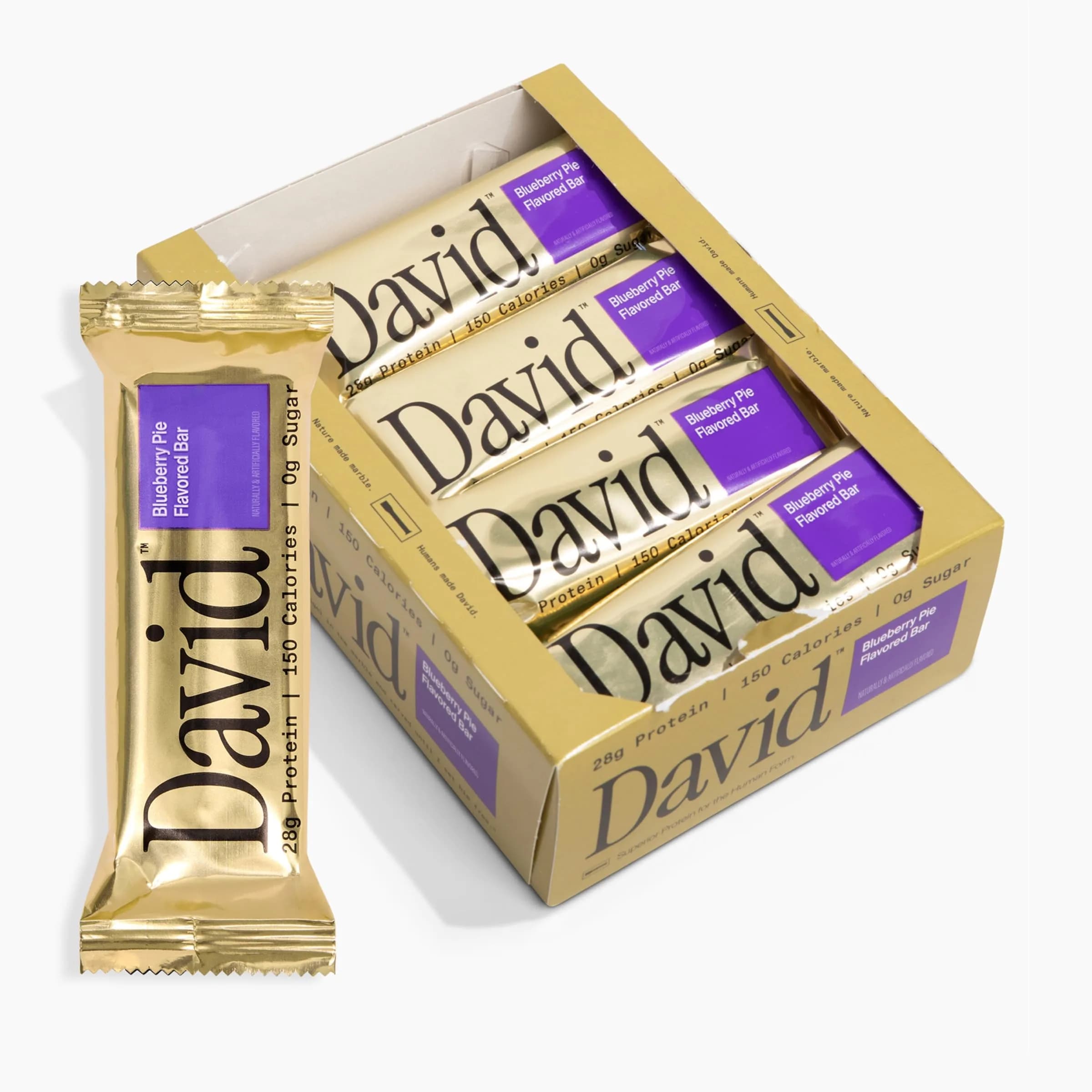 David Protein Bar Cake Batter | 28g Protein | 12 Pack | Gluten Free, Low Sugar, High Protein — Blueberry Pie