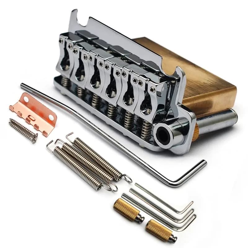 SAPHUE Guitar Tremolo Bridge 54.5mm (2.15 inches) with Brass Block and Chrome Finish | Fits Squier Strat Style Electric Guitars