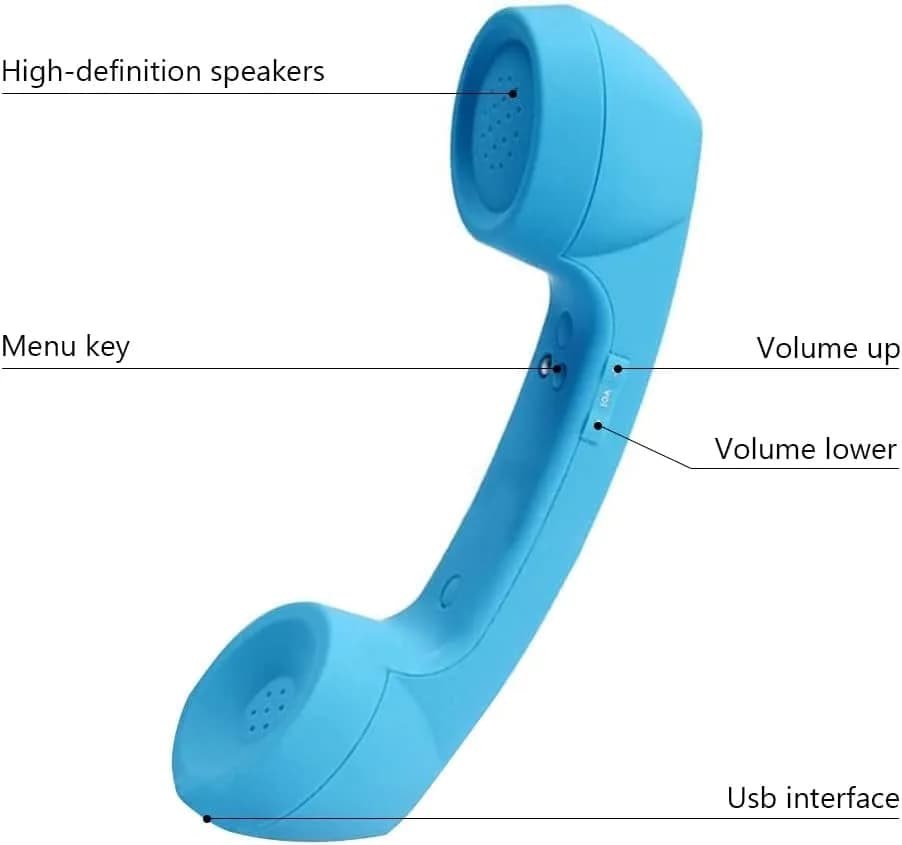 LIONSOUL Retro Phone Handset with Bluetooth & USB, Blue | 12-Hour Talk Time thumbnail 4