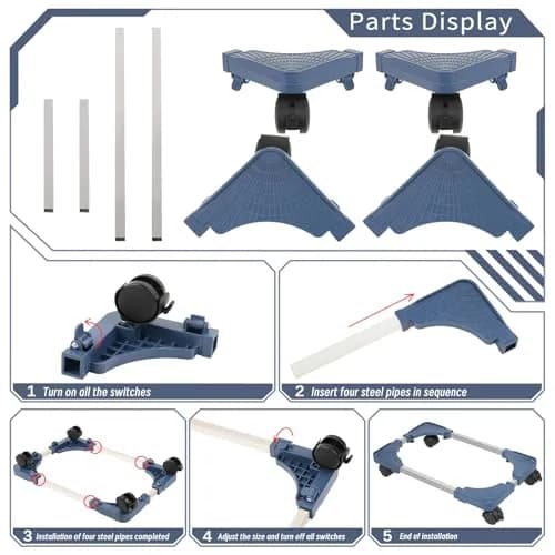 Liitrton Portable CPU Stand Adjustable PC Tower Stand Blue | Mobile Floor Cart for Office & Gaming thumbnail 7