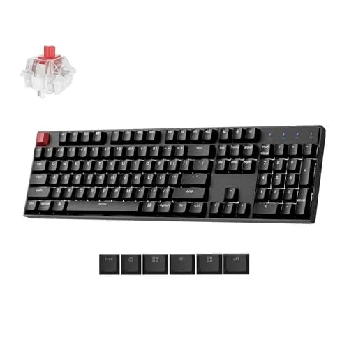 Keychron K10 Version 2 Full Size Mechanical Keyboard - 104 Keys - Red Switch - White LED Backlight - Bluetooth Wireless & USB-C Wired - Aluminum thumbnail 1