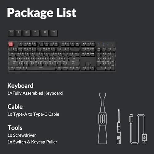Keychron K10 Version 2 Full Size Mechanical Keyboard - 104 Keys - Red Switch - White LED Backlight - Bluetooth Wireless & USB-C Wired - Aluminum thumbnail 8