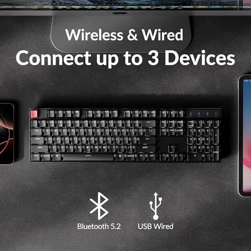 Keychron K10 Version 2 Full Size Mechanical Keyboard - 104 Keys - Red Switch - White LED Backlight - Bluetooth Wireless & USB-C Wired - Aluminum thumbnail 3