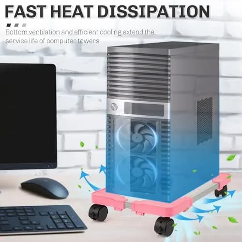 Liitrton Portable CPU Stand Adjustable PC Tower Stand Pink | Mobile, Compact & Ventilated thumbnail 4