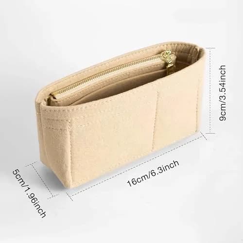 Umiup Felt Mini Organizer Insert for Longchamp Mini XS Tote Bag, Beige XS (5cm x 16.5cm x 8cm) | Chic Handbag Storage Liner thumbnail 3