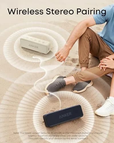 Anker Soundcore 2 Portable Bluetooth Speaker, 12W Stereo Sound, IPX7 Waterproof | 24-Hour Playtime thumbnail 4