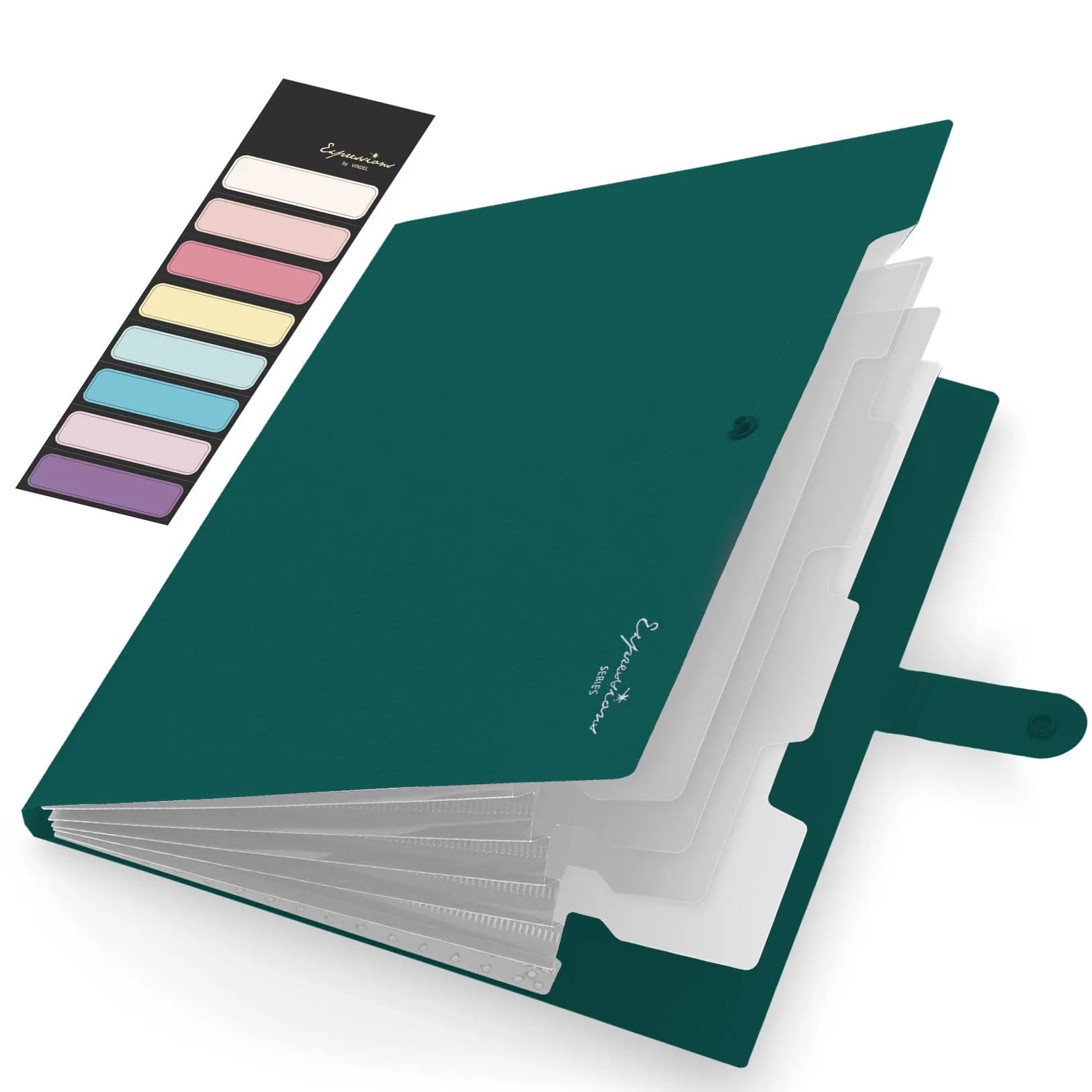 Sooez Expanding File Folder with Label, 5 Pocket, Dark Green | Holds 250+ Sheets - main product image