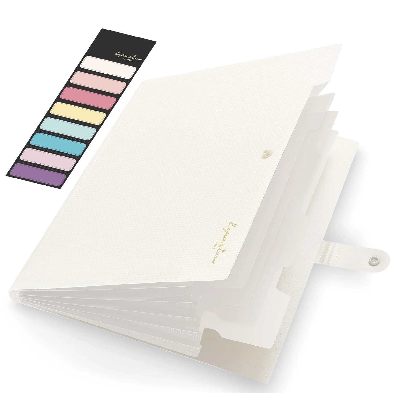 Sooez Accordion File Organizer 5 Pocket, Expanding File Folder with Label, Off White 32.99 cm (13 in) | Quality Construction for Office & School