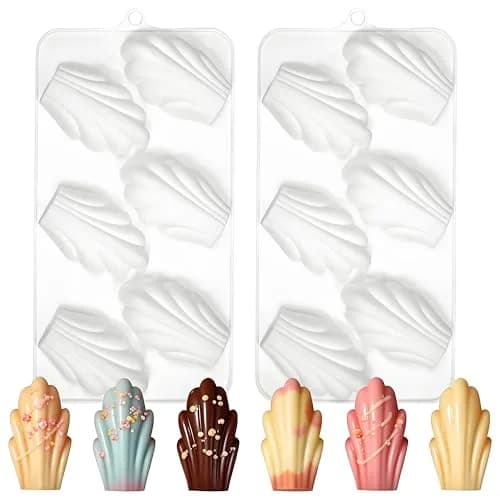 Fchil Silicone Madeleine Mold Pan Set of 2, Shell Shape Baking | 16 Cavities (8 per Mold) - 22.3 x 11.8 cm thumbnail 1