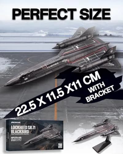 Piececool SR-71 Blackbird Metal Aircraft Model Kit 84 Pieces | Challenging 3D Metal Puzzle for Adults & Teens thumbnail 4