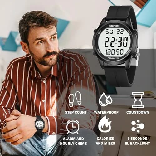 Hearkent Pedometer Watch for Walking for Senior Step Counter Watch | Simple, Waterproof & Large Display thumbnail 2