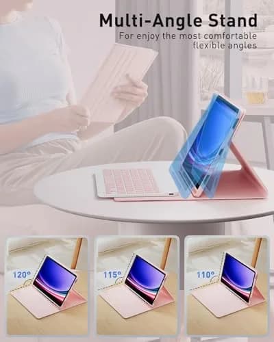 TUNKARMOR Keyboard Case for Samsung Galaxy Tab S10 Ultra S9 Ultra S8 Ultra 14.6 inch | Detachable Bluetooth Keyboard & Mouse, Pen Slot, Pink thumbnail 6