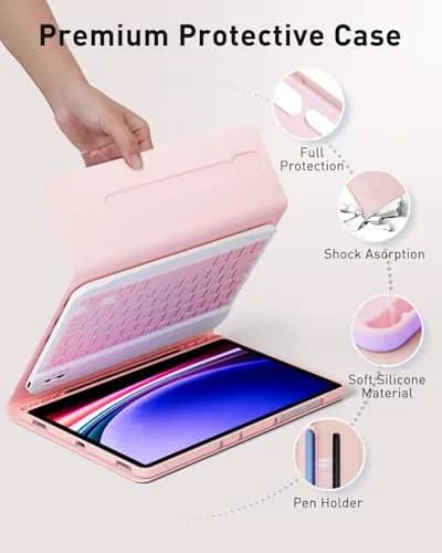 TUNKARMOR Keyboard Case for Samsung Galaxy Tab S10 Ultra S9 Ultra S8 Ultra 14.6 inch | Detachable Bluetooth Keyboard & Mouse, Pen Slot, Pink thumbnail 7