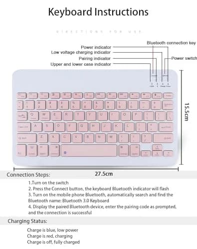 TUNKARMOR Keyboard Case for Samsung Galaxy Tab S10 Ultra S9 Ultra S8 Ultra 14.6 inch | Detachable Bluetooth Keyboard & Mouse, Pen Slot, Pink thumbnail 3